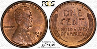 1913-D 1C MS65RB