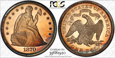 1870 $1 PR63CAM