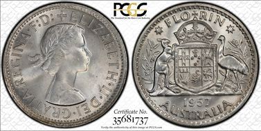 1957(m) Florin MS66