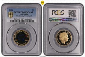 2001 $1 Centenary-Colorized PR69DCAM
