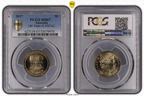 2017 $1 100 Years of ANZAC MS67