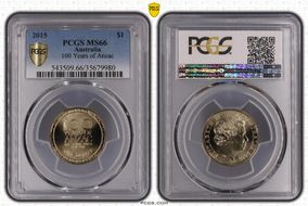2015 $1 100 Years of Anzac MS66