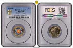 2018-C $2 Lest We Forget Eternal Flame Colorized MS67