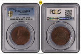 1927 (m) 1D English obverse MS64RB