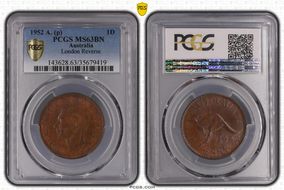 1952 A. (p) 1D London Reverse MS63BN