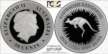 2018-P 50C Kangaroo 1/2 oz Ag PR70DCAM