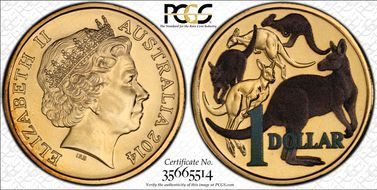 2014 $1 Mob of Roos AlBr Colorized MS68