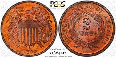 1864 2C Large Motto MS65RB