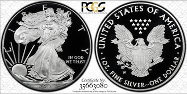 2018-W $1 Silver Eagle PR69DCAM