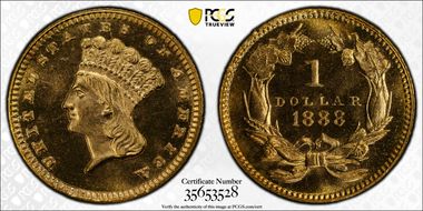 1888 G$1 MS66PL