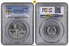 1974 10 Mk 25th Year DDR KM-51 MS69