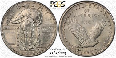 1917-S 25C Type 1 MS65