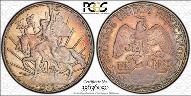 1910 Peso Caballito KM-453  Ag VF30