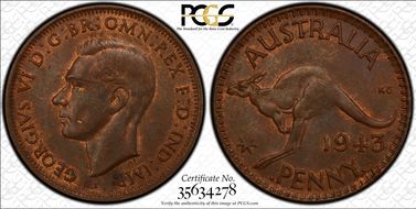 1943-I (b) 1D Long Reverse Denticles MS63BN