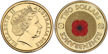 2012-C $2 Remembrance Day Colorized MS68