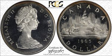 1965 S$1 Type 1 Sm Beads, Pt 5 Ag PL66CAM