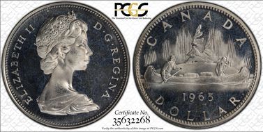 1965 S$1 Type 4 Lg Beads, Pt 5 Ag PL66CAM