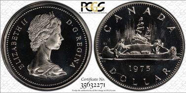 1975 $1 Voyageur Attached Jewels Ni PL67