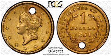 1851 G$1 S.S. Central America #2 (with Pinch) N1
