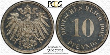 1905-F 10 Pfg J-13 PR65CAM