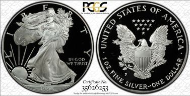 1996-P $1 Silver Eagle PR68DCAM