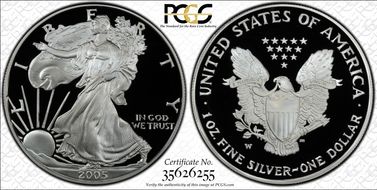 2005-W $1 Silver Eagle PR69DCAM