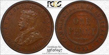 1931 (m) 1D Indian obverse Aligned date AU50BN