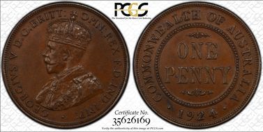 1924  1D English obverse AU58BN