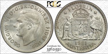 1951(m) Florin KM-48  Ag MS63