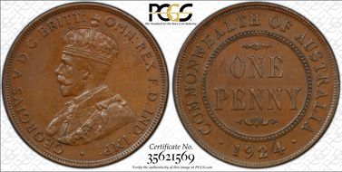 1924  1D English obverse MS62BN