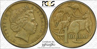 2000 $1 Mule-Struck w/10C Obv XF45