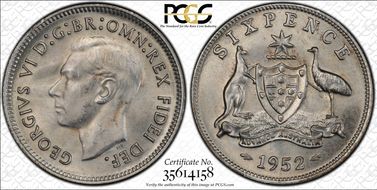 1952(m) 6D KM-45  Ag MS64