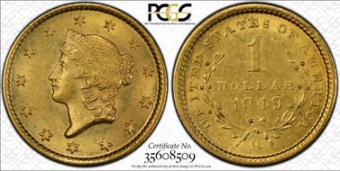 1849-O G$1 MS62+