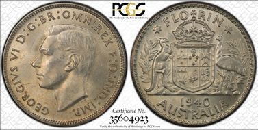 1940(m) Florin KM-40  Ag MS63+