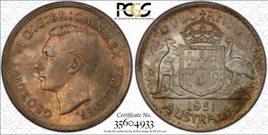 1951(m) Florin KM-48  Ag MS63