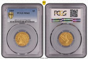 1909 $5 MS62