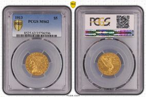 1913 $5 MS62