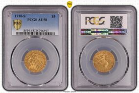 1910-S $5 AU58