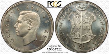 1952 2 Shil KM-38.2  Ag PR67