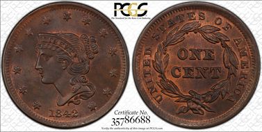 1842 1C Small Date MS65BN