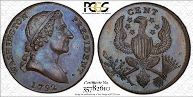 1792 Cent Washington, Roman Head PR66BN