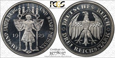1929-E 3 Mk Meissen J-338 PR66DCAM