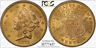 1873 $20 Closed 3 MS62