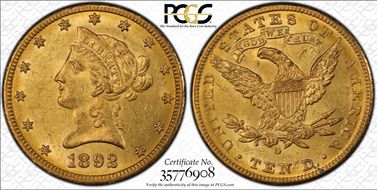 1892-O $10 MS62+