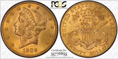 1906 $20 MS62
