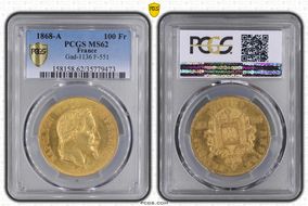 1868-A 100 Fr Gad-1136 F-551 MS62