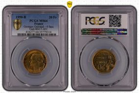 1950-B 20 Fr Georges Guiraud - 4 fauc Gad-864 F-401 MS64