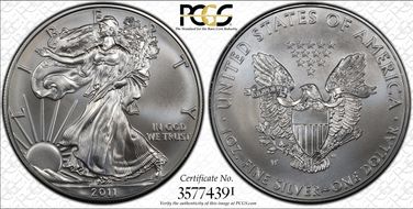 2011-W $1 Burnished Silver Eagle 25th Anniversary Set SP69
