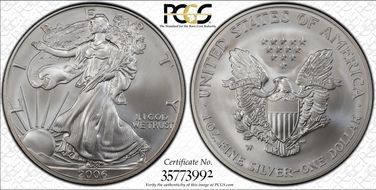 2006-W $1 Burnished Silver Eagle SP69