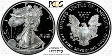 1997-P $1 Silver Eagle PR67DCAM